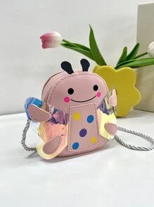 1入組青少女用pu皮拉鍊封口可愛蜜蜂迷你斜挎包,適用於日常使用