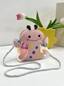 1入組青少女用pu皮拉鍊封口可愛蜜蜂迷你斜挎包,適用於日常使用