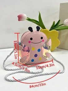 1入組青少女用pu皮拉鍊封口可愛蜜蜂迷你斜挎包,適用於日常使用