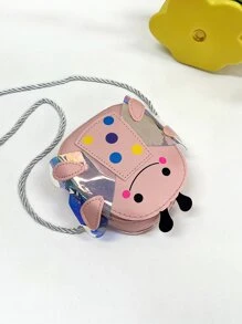 1入組青少女用pu皮拉鍊封口可愛蜜蜂迷你斜挎包,適用於日常使用