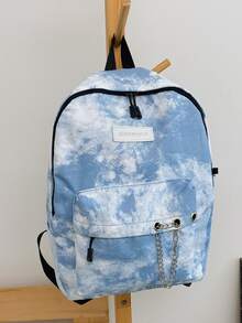 Kids Tie Dye Chain Decor Letter Patch Functional Backpack - Multicolor - View 6