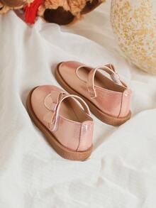 Chicas Zapatos mary jane de color metálico con diseño de lazo - Rosa - Ver 2