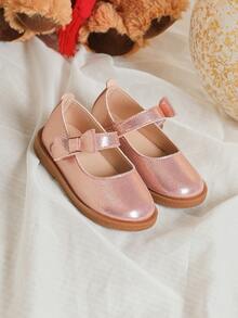Chicas Zapatos mary jane de color metálico con diseño de lazo - Rosa - Ver 4