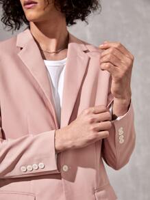 SWAVVY Bộ đồ nam Nút Túi màu trơn Giải trí - Bụi hồng - Xem 4