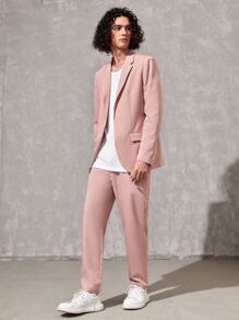 SWAVVY Bộ đồ nam Nút Túi màu trơn Giải trí - Bụi hồng - Xem 6