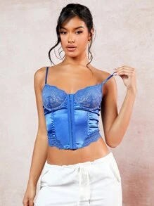 SHEIN BAE Contrast Lace Bustier Cami Top