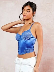 SHEIN BAE Contrast Lace Bustier Cami Top