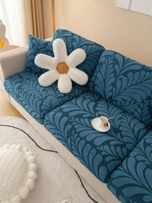 1入組葉子圖案有彈性沙發座套 - 藍色 - 查看 5