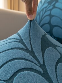 1入組葉子圖案有彈性沙發座套 - 藍色 - 查看 8