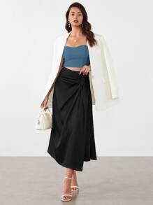 BizChic Zip Back Crop Tube Top - Dusty Blue - View 5