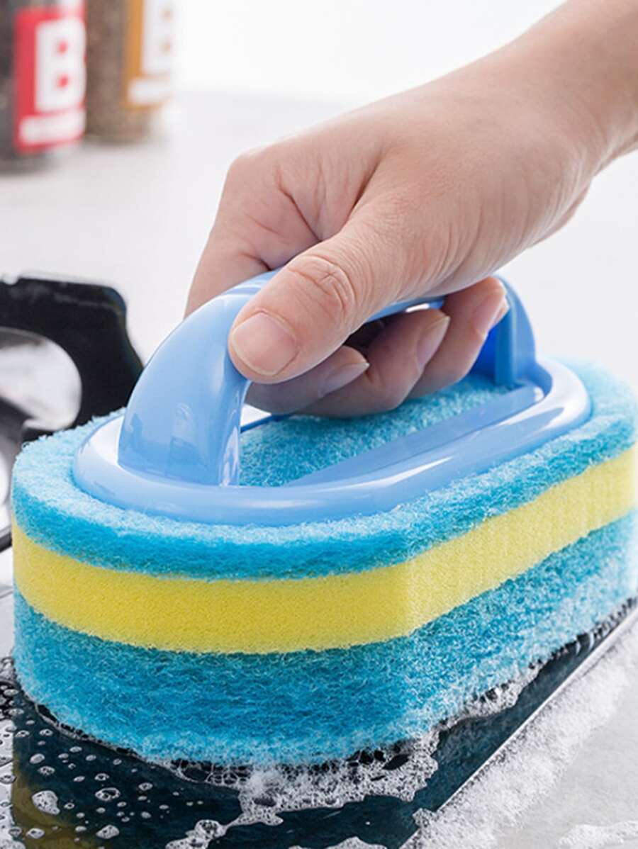 1pc Multifunction Cleaning Sponge Brush - Blue - View 1