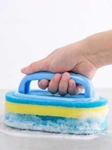 1pc Multifunction Cleaning Sponge Brush - Blue - View 4