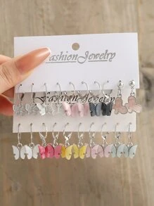17KM 10pairs/set Butterfly Drop Earrings - Multicolor - View 1
