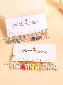 17KM 10pairs/set Butterfly Drop Earrings - Multicolor - View 3