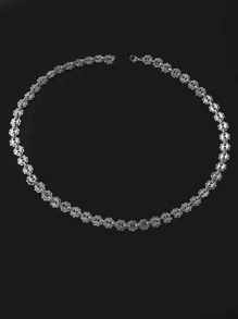 Men Flower Decor Necklace - Bạc - Xem 3