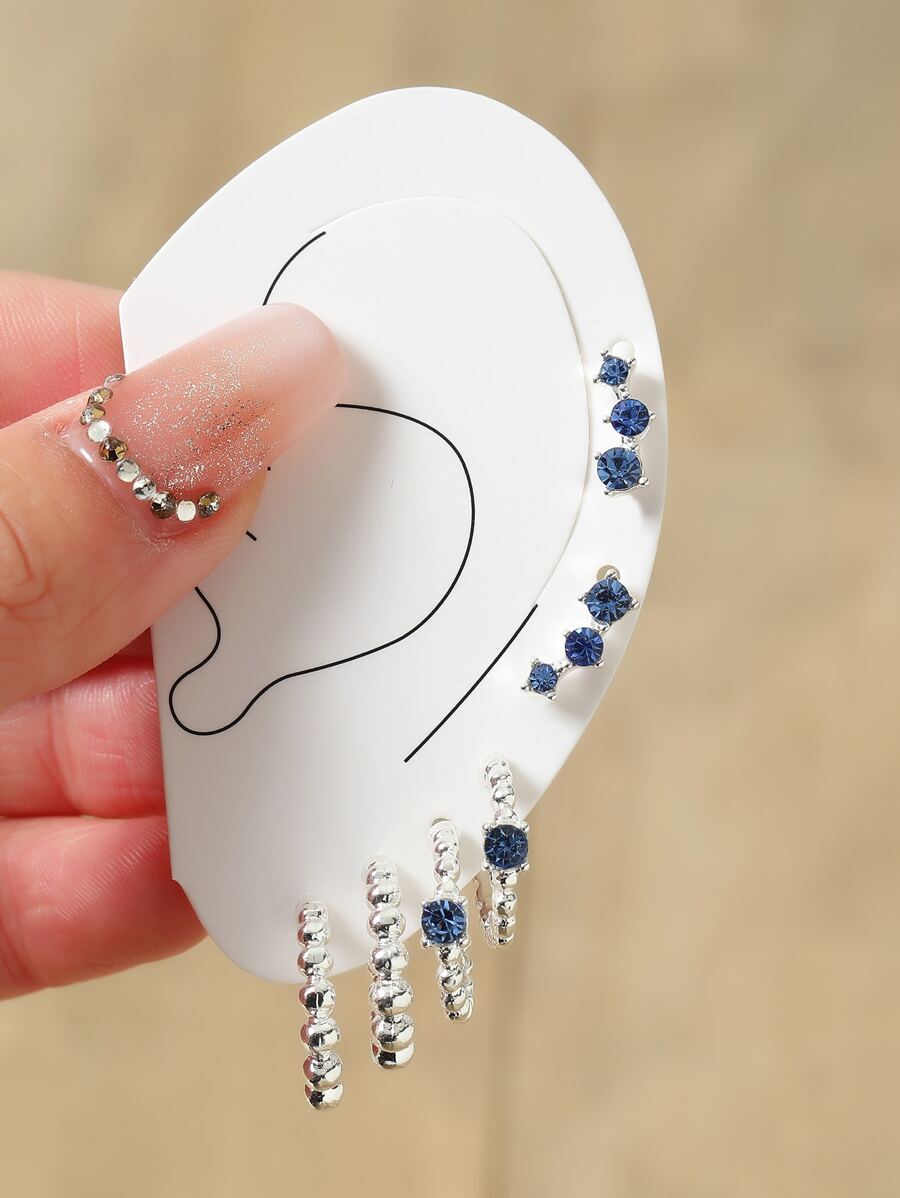 3對/套水鑽裝飾耳環 - 彩色 - 查看 1