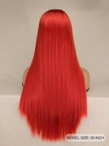 Peluca roja larga y recta para mujeres, importada y sintética para cosplay y disfraces - Rojo - Ver 4