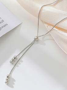 Vòng cổ trang trí hạt Y Lariat - Bạc - Xem 2