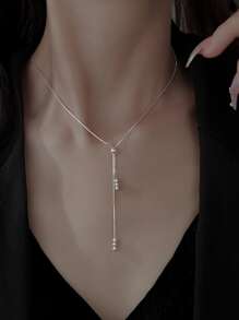 Vòng cổ trang trí hạt Y Lariat - Bạc - Xem 3