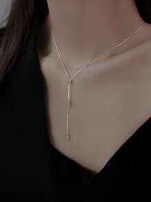 Vòng cổ trang trí hạt Y Lariat - Bạc - Xem 4