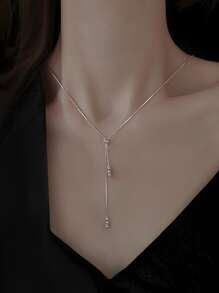 Vòng cổ trang trí hạt Y Lariat - Bạc - Xem 5