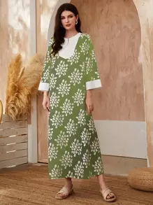 Al Najma Váy Ả Rập Thực vật Tất cả trên in Boho - màu xanh lá - Xem 1