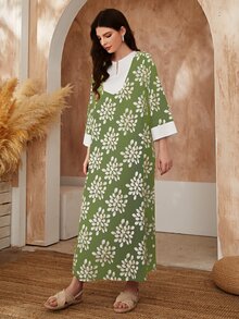 Al Najma Váy Ả Rập Thực vật Tất cả trên in Boho - màu xanh lá - Xem 4