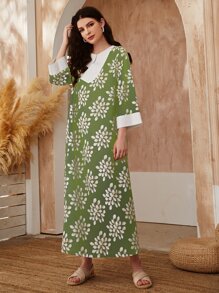 Al Najma Váy Ả Rập Thực vật Tất cả trên in Boho - màu xanh lá - Xem 5