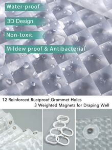 1入組71英寸x71英寸防水北歐浴簾套裝帶12入組掛鉤 - 無色 - 查看 6