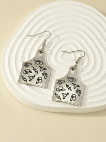 Hat Detail Geometric Drop Earrings - Antique Silver - View 1
