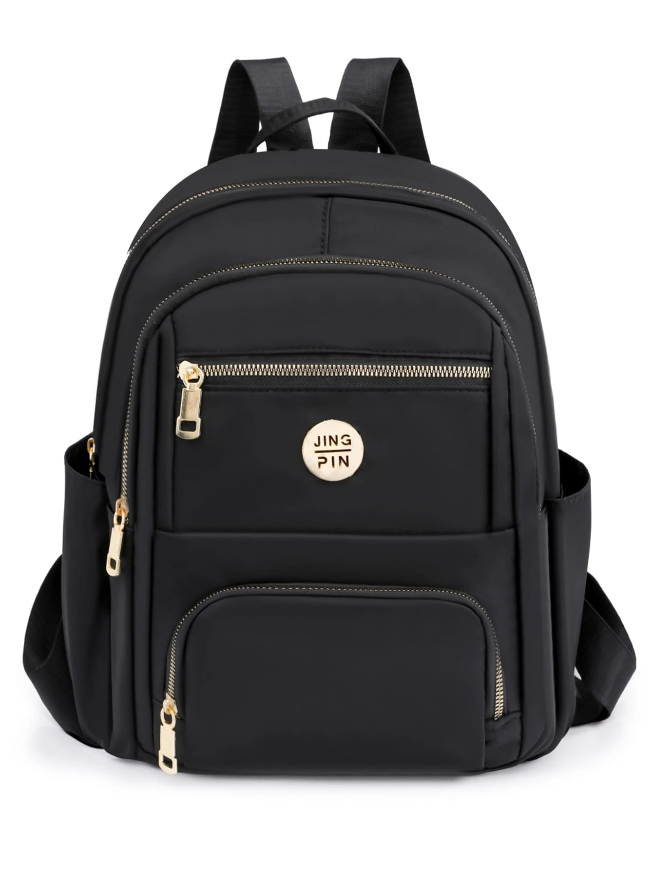 Letter Patch Classic Backpack School Bag For Graduate, Teen Girls, Freshman, Sophomore, Junior & Senior In College, University & High School, Perfect For Outdoors ,Travel & Back To School - Black - View 1