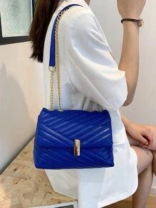 Túi vai Thùa khuyết Kẻ sọc Chuỗi Đúng mốt - Xanh đậm - Xem 8