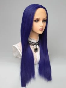 13*4 Lace Front Long Straight Synthetic Wig - Blue - View 1