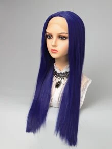 13*4 Lace Front Long Straight Synthetic Wig - Blue - View 6