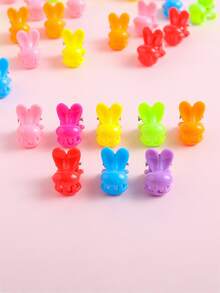 50pcs Toddler Girls Random Color Rabbit Head Design Hair Claw - Multicolor - View 2