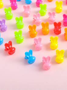 50pcs Toddler Girls Random Color Rabbit Head Design Hair Claw - Multicolor - View 5