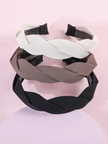 3 件装女孩时尚百搭编织头带，适合日常使用 - 彩色 - 查看 1