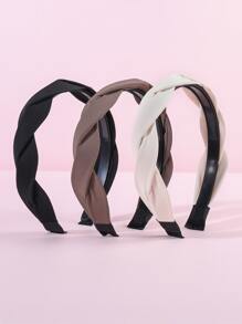 3 件装女孩时尚百搭编织头带，适合日常使用 - 彩色 - 查看 2