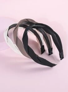 3 件装女孩时尚百搭编织头带，适合日常使用 - 彩色 - 查看 3
