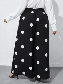 SHEIN Clasi Quần Plus Size Dây kéo Chấm bi Giải trí - Đen và trắng - Xem 2