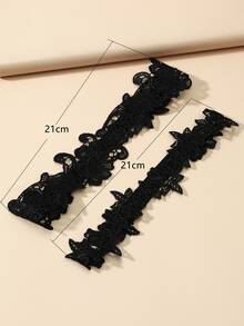 2pcs Flower Lace Thigh Chain - Black - View 3