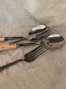 3 piezas Set cubiertos de acero inoxidable - Rosa - Ver 5