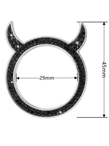 1pc Universal Car Engine Start Button Ring, Black Devil Shaped Single Button - 黑色 - 查看 5
