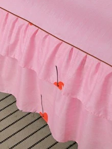 Cherry Pattern Ruffle Trim Bed Skirt - Multicolor - View 4