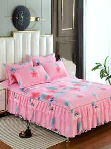 Faldón de cama con patrón floral ribete con fruncido - Multicolor - Ver 1