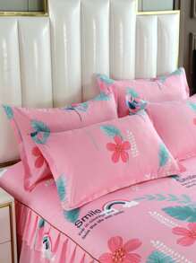 Faldón de cama con patrón floral ribete con fruncido - Multicolor - Ver 3