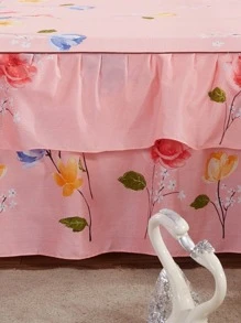 Floral Pattern Ruffle Trim Bed Skirt - Multicolor - View 4