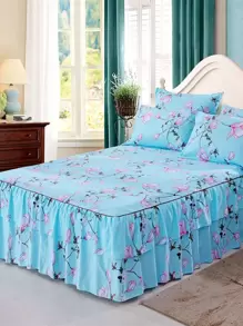 Cubrecama resistente al desvanecimiento, resistente a la pelusilla, suave y estampado, con doble capa gruesa cepillada y volante, se ajusta a cama individual/doble, adecuado para el hogar, dormitorio, viajes al aire libre, dormitorio estudiantil - Multicolor - Ver 2