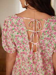 SHEIN Frenchy Áo sơ mi nữ Buộc lại Hoa Tất cả trên in Boho - Nhiều màu - Xem 3