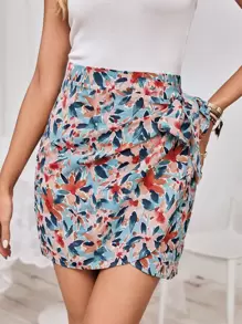 SHEIN Frenchy Váy nữ Thắt nút Trọn gói Hoa Boho - Nhiều màu - Xem 2